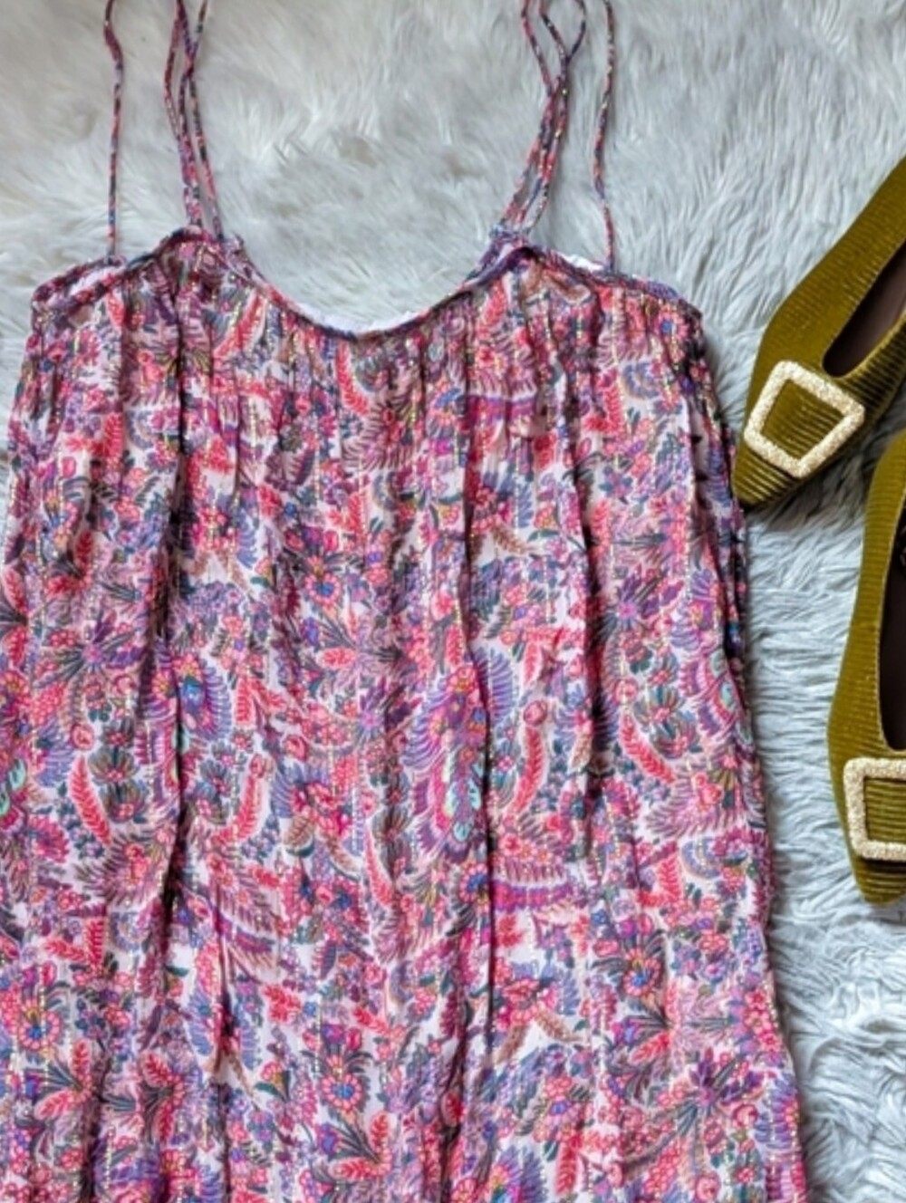 Natural Life Pink Paisley Metallic Sleeveless Dress